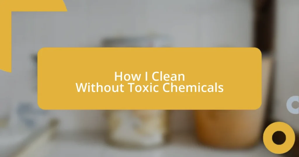 How I Clean Without Toxic Chemicals