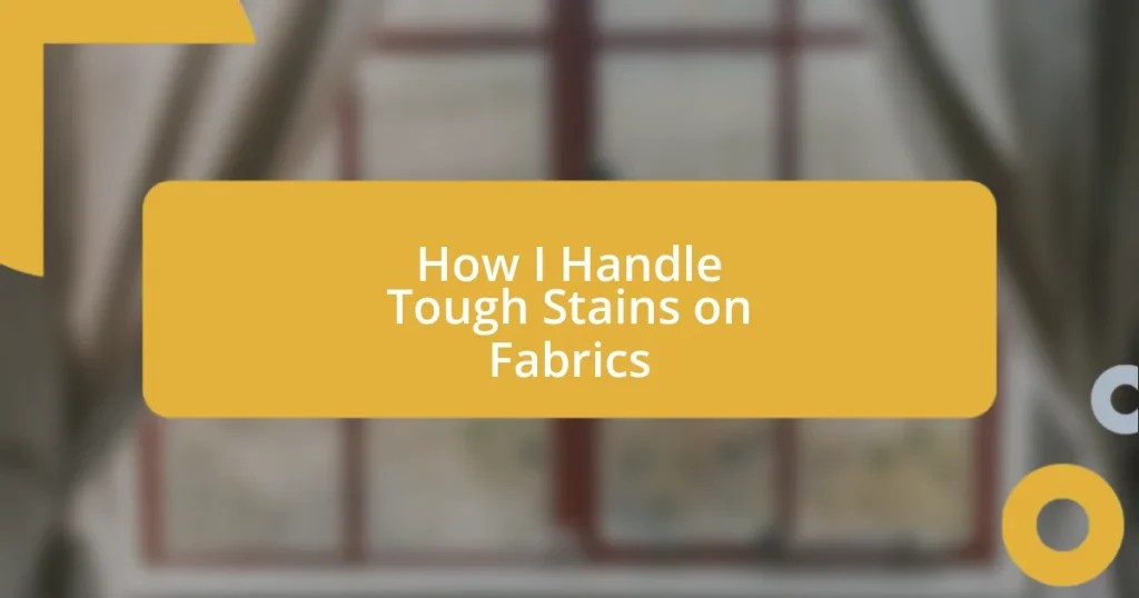 How I Handle Tough Stains on Fabrics