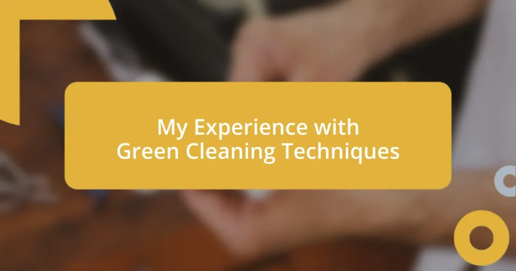 My Experience with Green Cleaning Techniques