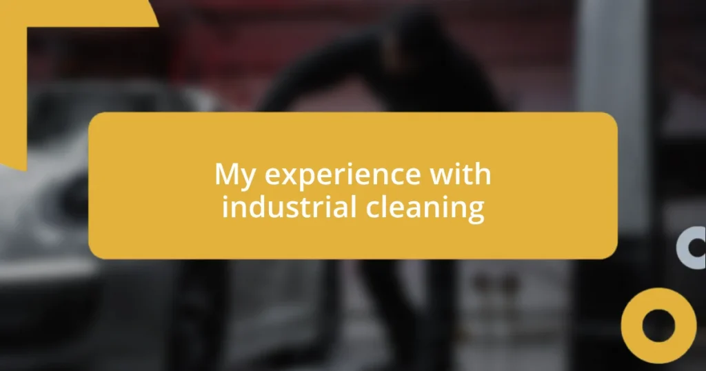 My experience with industrial cleaning