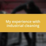 My experience with industrial cleaning