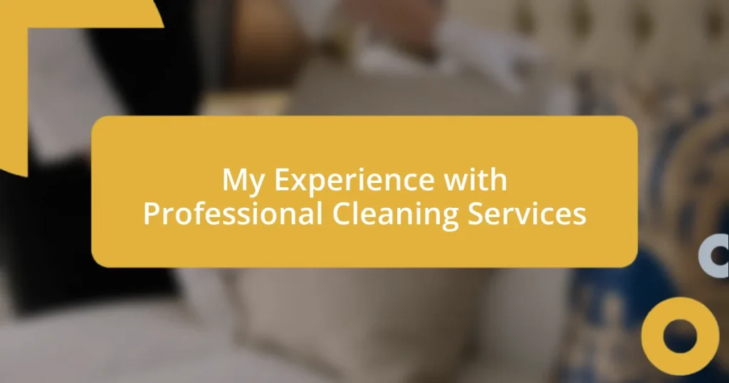 My Experience with Professional Cleaning Services