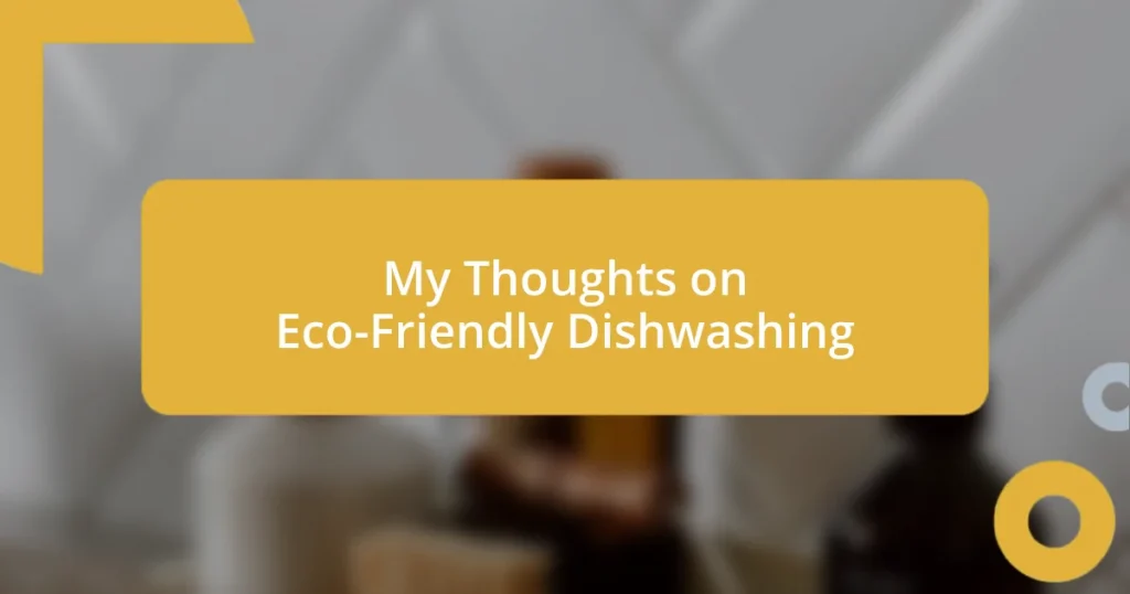 My Thoughts on Eco-Friendly Dishwashing