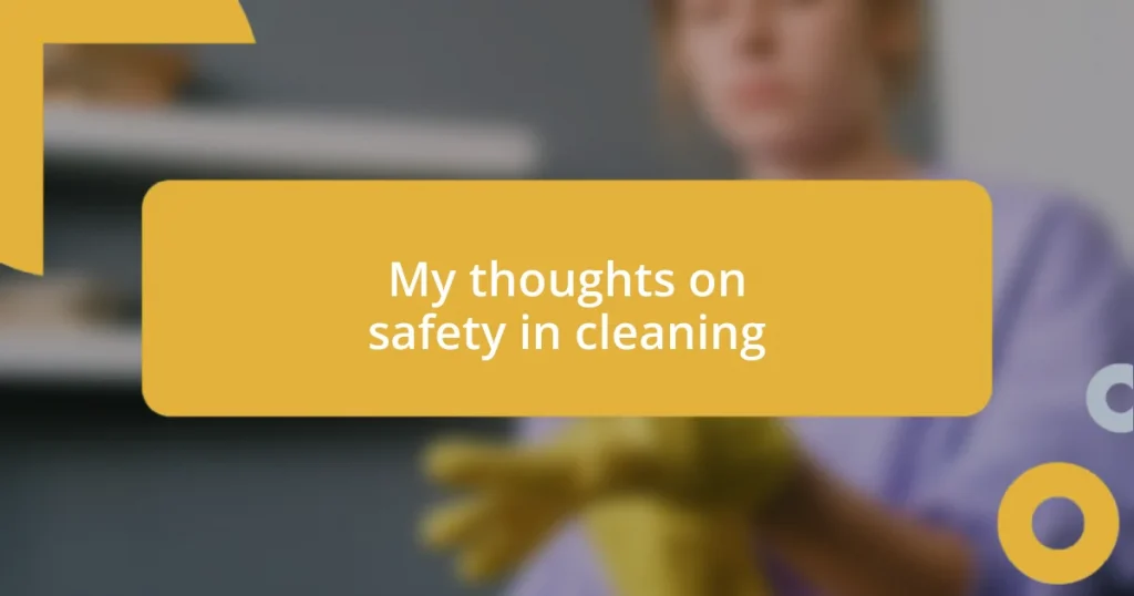 My thoughts on safety in cleaning