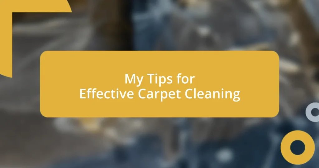 My Tips for Effective Carpet Cleaning