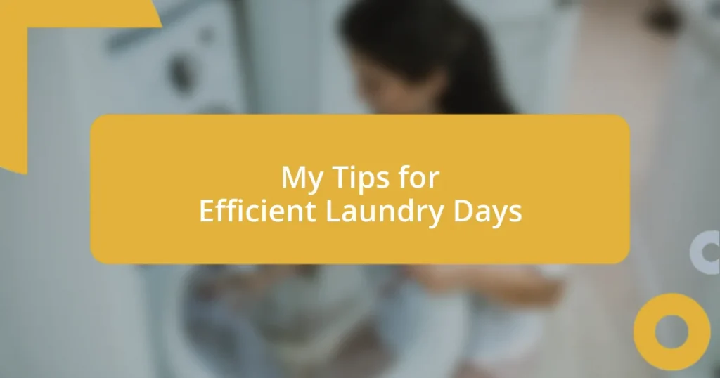 My Tips for Efficient Laundry Days