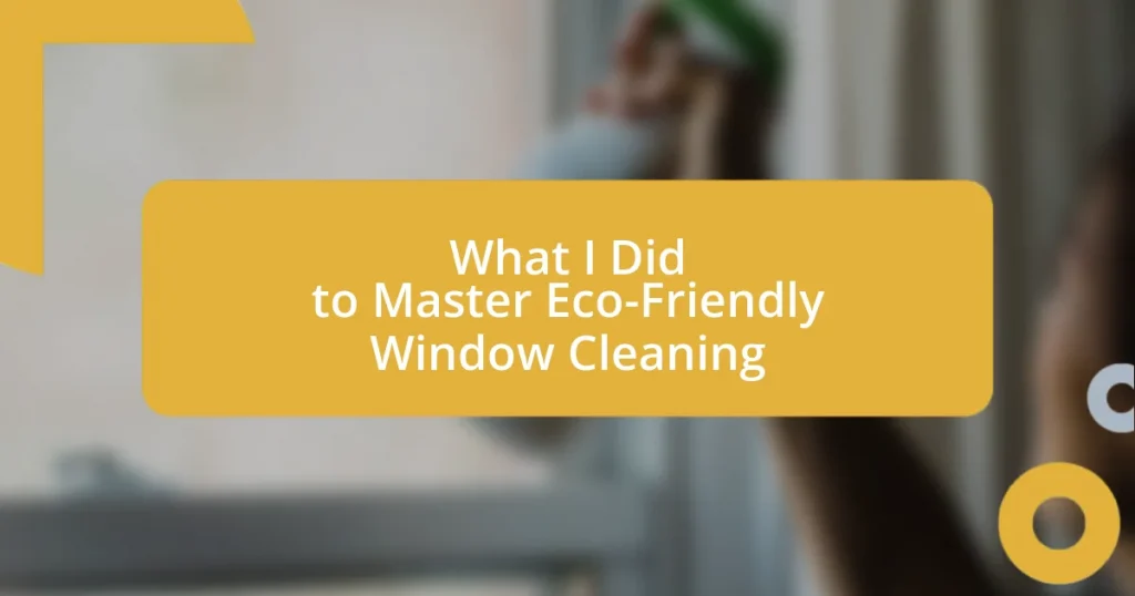 What I Did to Master Eco-Friendly Window Cleaning