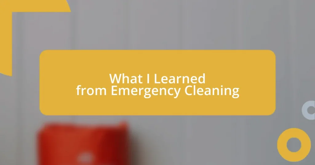 What I Learned from Emergency Cleaning