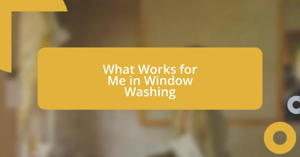 What Works for Me in Window Washing